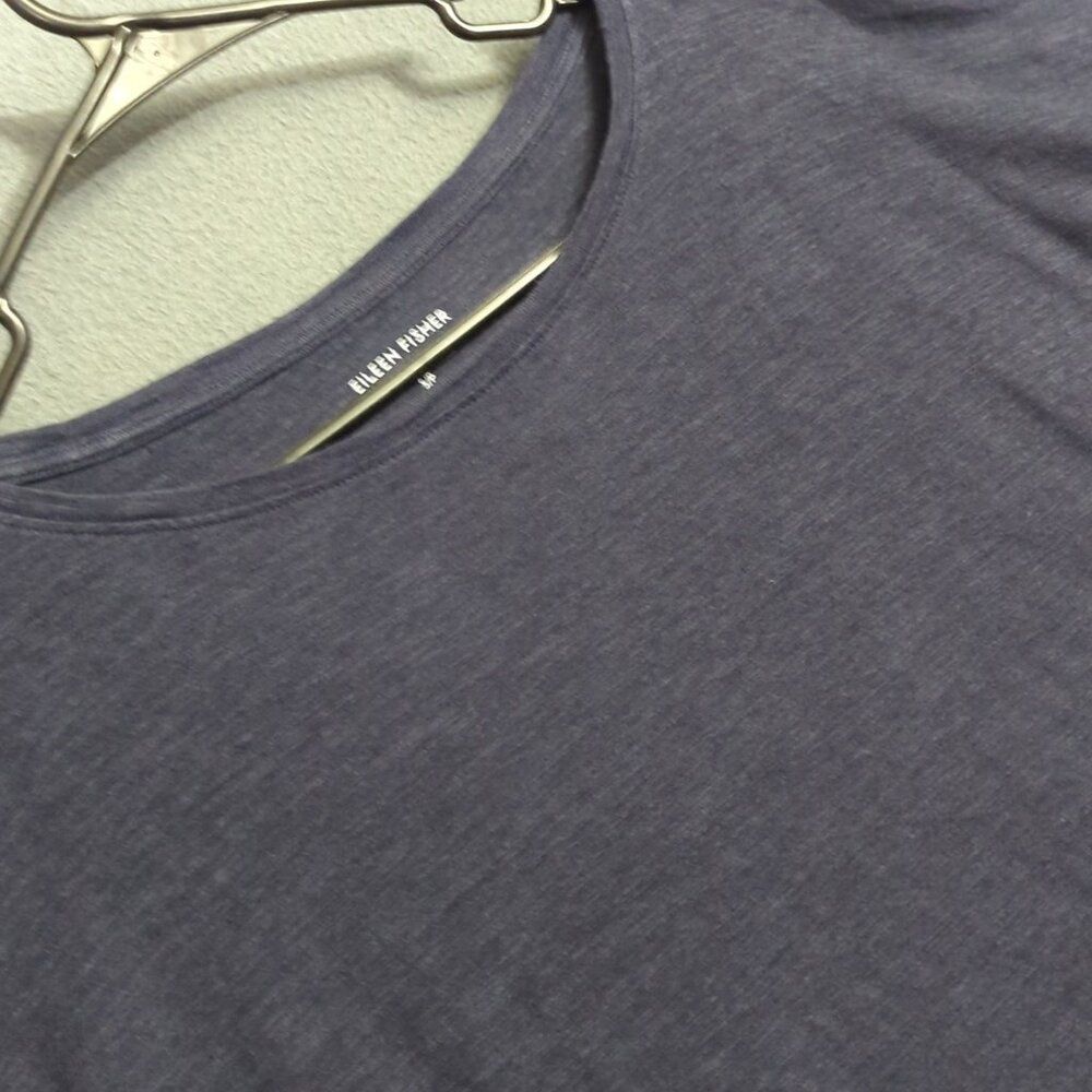 Eileen Fisher Top Women's S Dark Blue Long Sleeve Hemp Organic Cotton Oversized